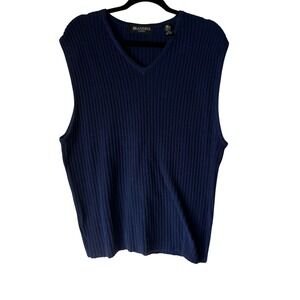 Brandini le Collezioni Vintage Men's Blue‎ V-Neck Knit Sweater Vest Preppy Large